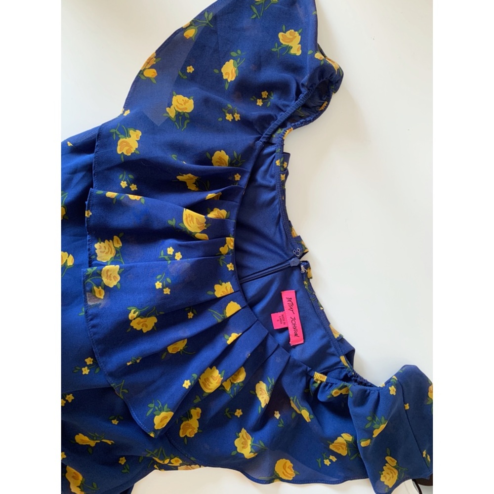 Betsey Johnson Blue & Yellow Flower Jumpsuit